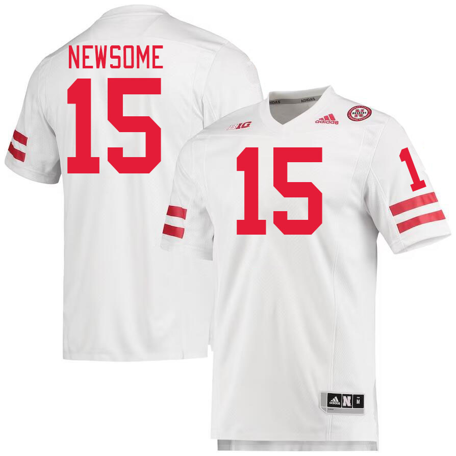 Men #15 Quinton Newsome Nebraska Cornhuskers College Football Jerseys Stitched Sale-White - Click Image to Close